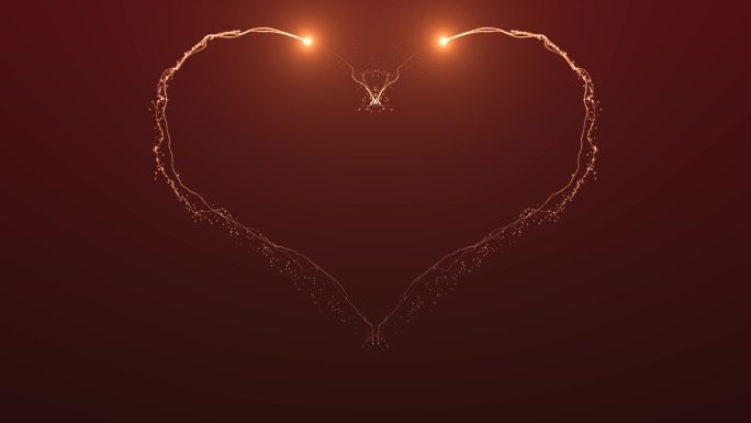 粒子心火花。金色闪光粒子背景。2月14日情人节-假日。爱情，情感，心形，关系，情侣，庆祝，坠入爱河，