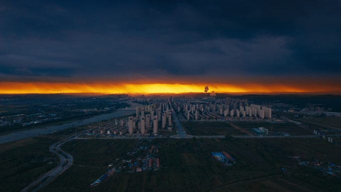 霞光 城市 山水中国 雨幡