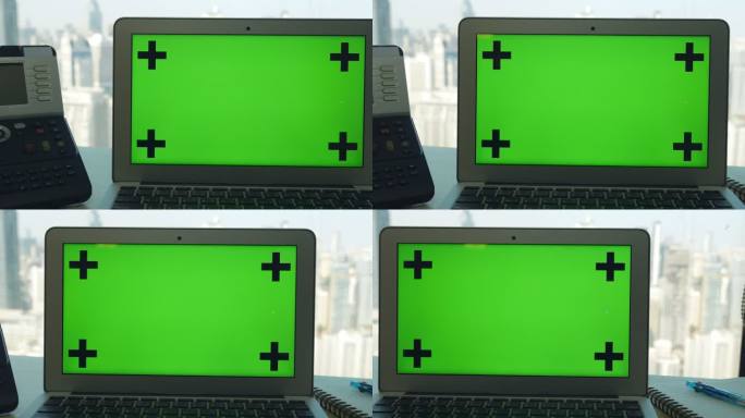 使用绿色屏幕的计算机