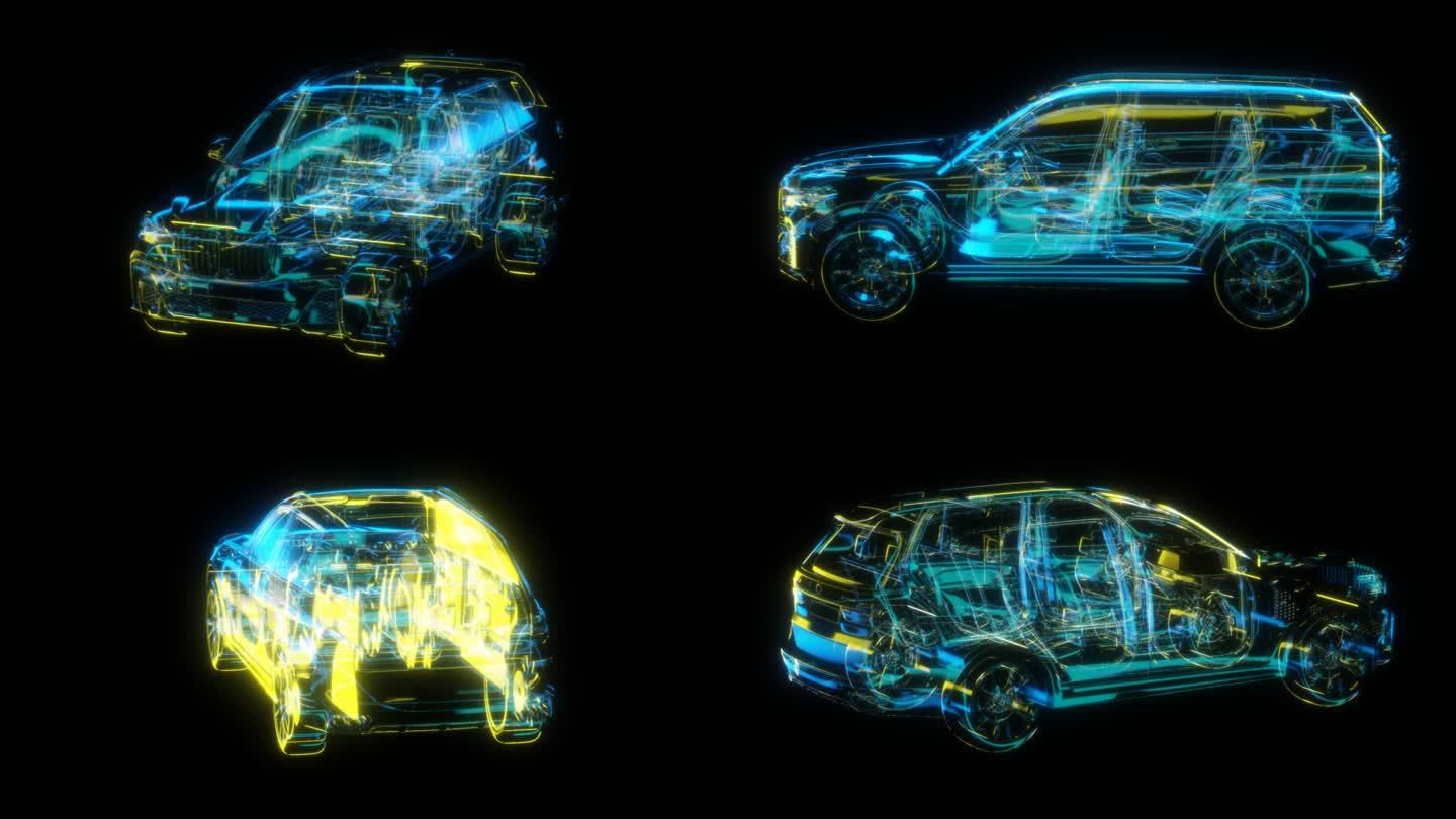 朋克风全息宝马X7SUV透明通道素材