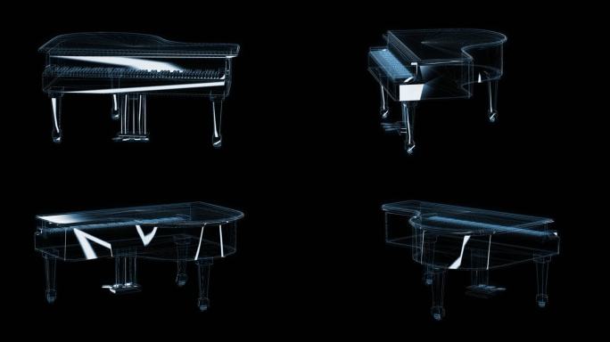 透视全息钢琴透明通道素材