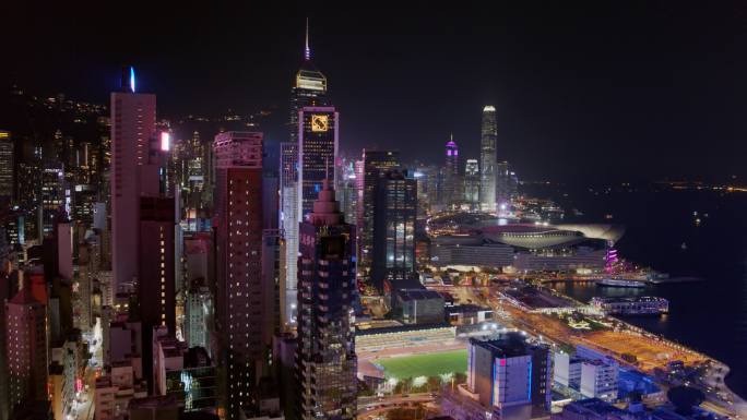 香港航拍港岛夜景