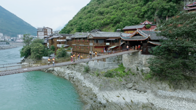 川西泸定桥老桥近景合集4K