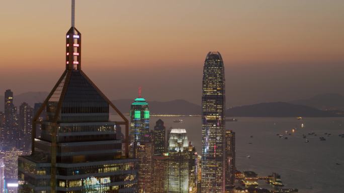 香港航拍港岛夜景