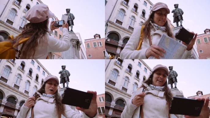 女人在度假时发现了威尼斯。