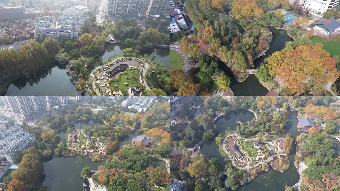 上海和平公园航拍未调色素材