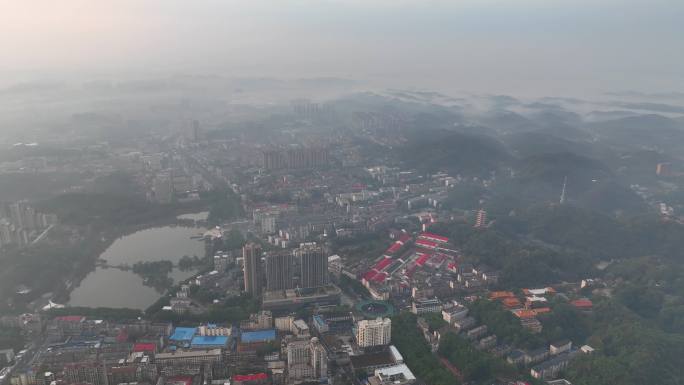 4K航拍益阳城区资江水沿岸合集3