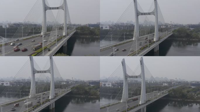 航拍广西桂林南洲大桥