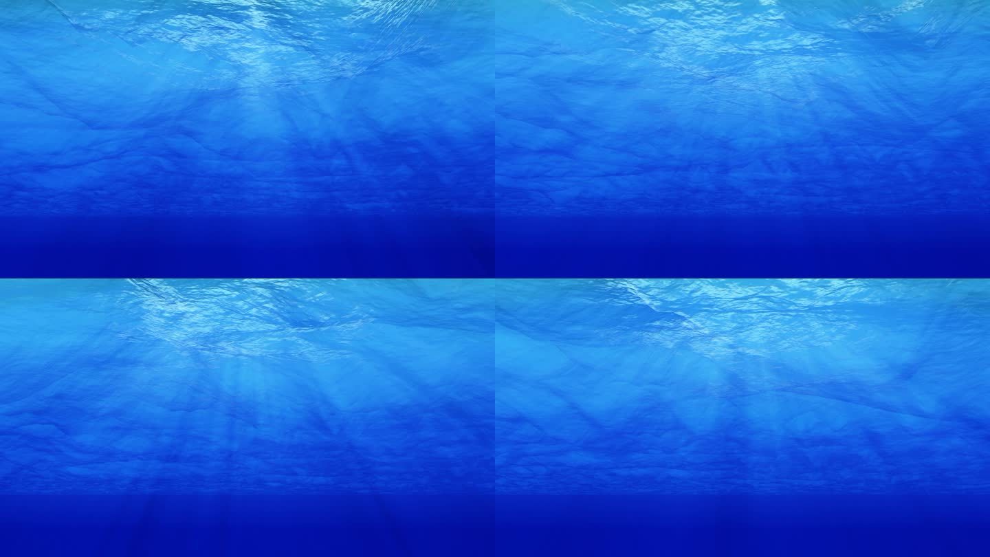 水背景4K环路丁达尔之光蓝色水底特效动画