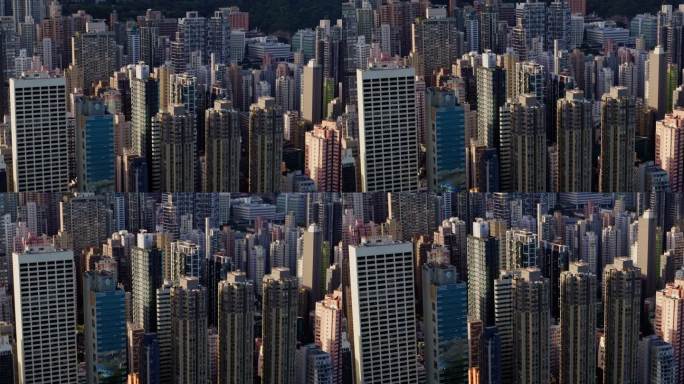 香港航拍城市居民区大景
