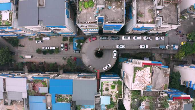 重庆网红环形停车场停车楼抖音航拍