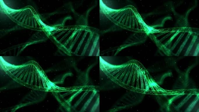 绿色医疗科技线条DNA虚化粒子飘动 微观