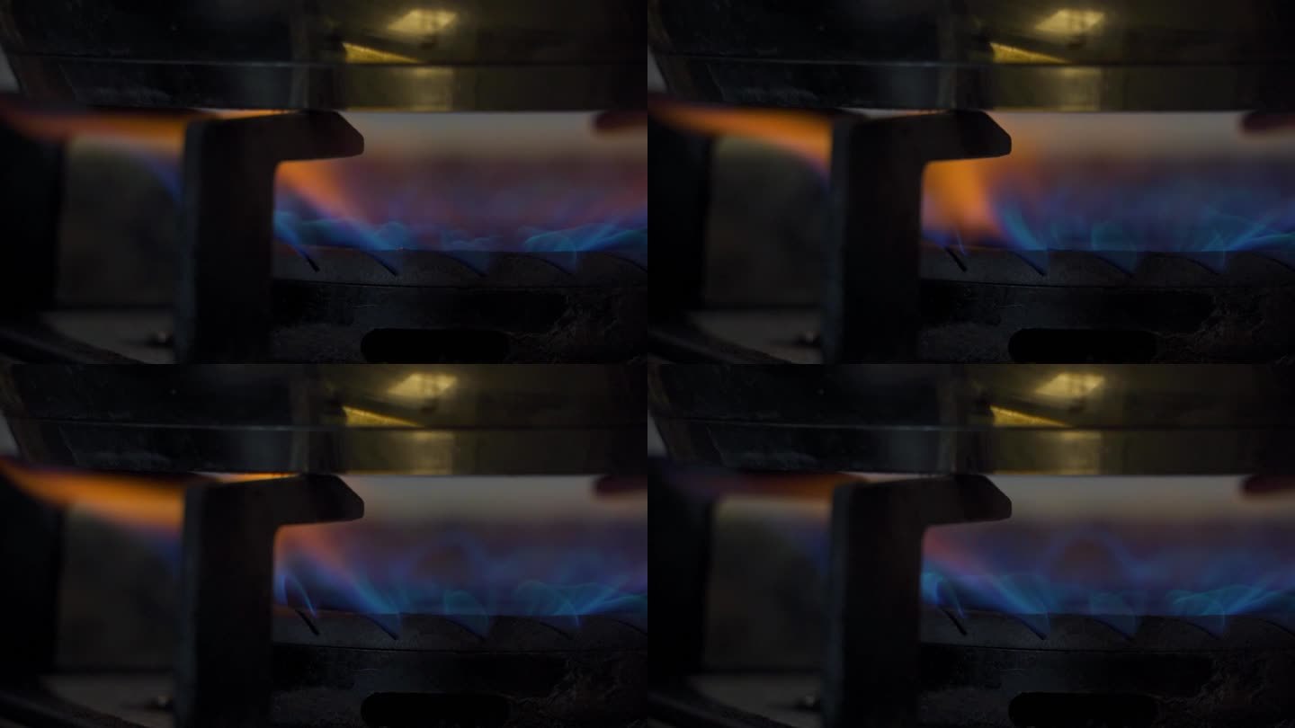 煤气灶天然气火焰点燃天然气做饭高压锅