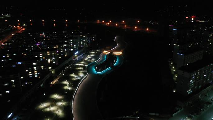 临泽县城市夜景航拍