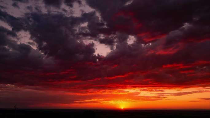 4k延时：美丽的红色日落天空