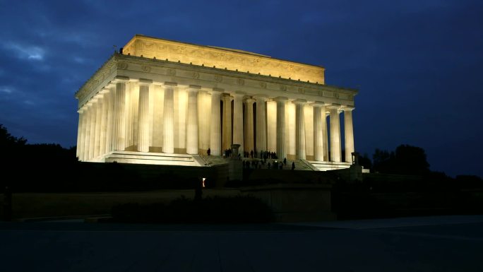 黄昏林肯纪念馆美国地标美国夜景美国夜色