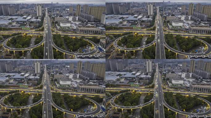 西安快速干道城市立交桥无人机航拍高清视频