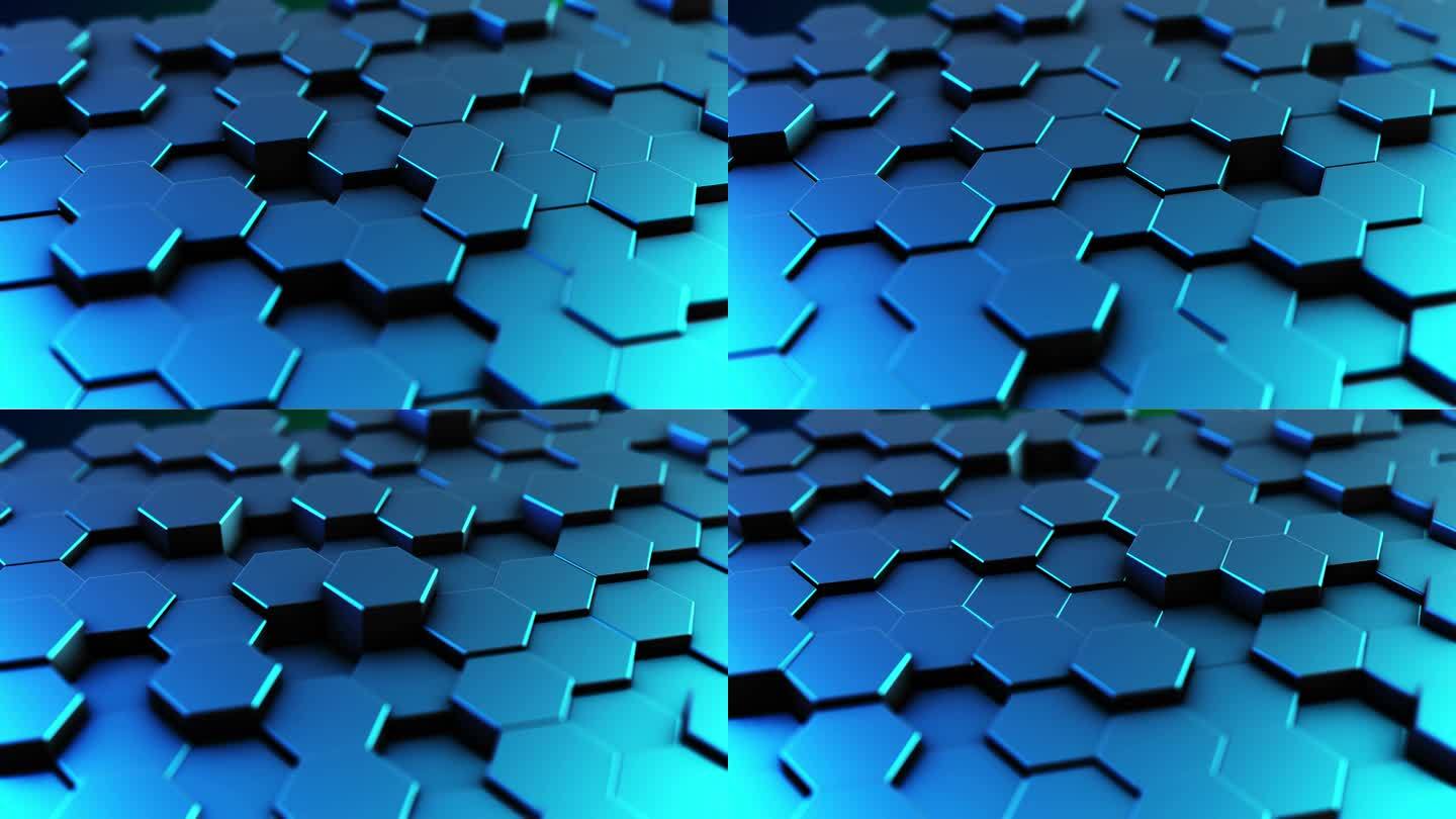 无缝三维动画中美丽的六边形表面变形。抽象运动设计背景。计算机生成过程。
