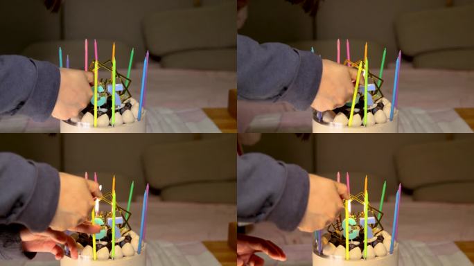 生日仪式：在生日蛋糕上插上生日蜡烛