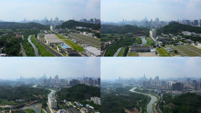 中国深圳市中心城市景观鸟瞰图（白天）