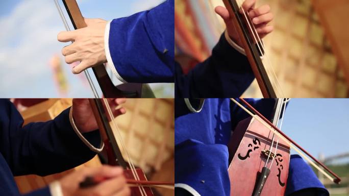 内蒙古草原传统乐器马头琴表演演奏
