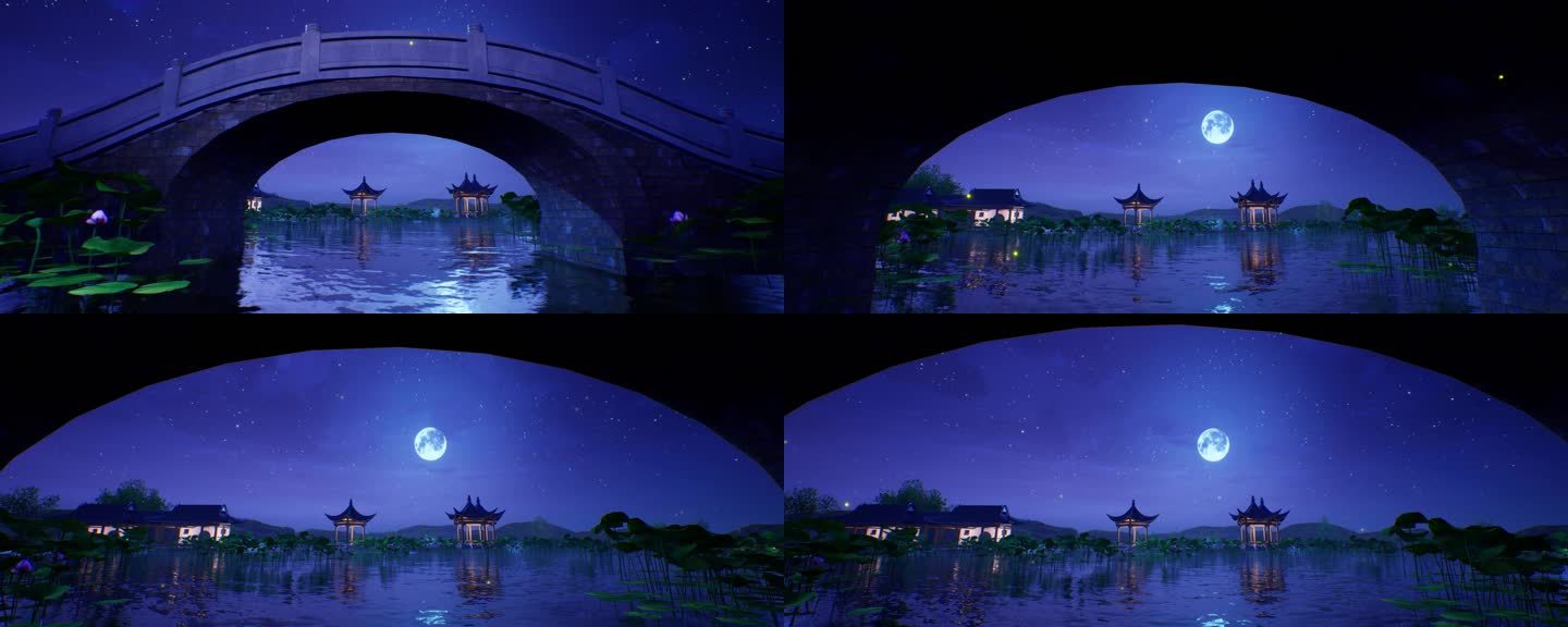荷塘夜色石桥