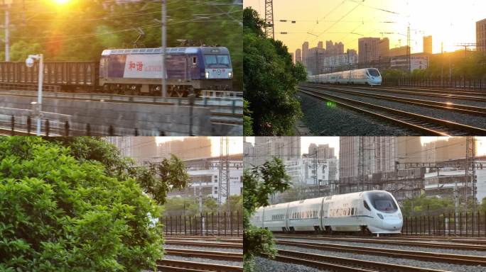【唯美】朝阳夕阳下的火车和高铁