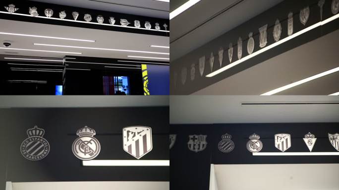 西班牙马德里西甲大楼内景 各球队标志