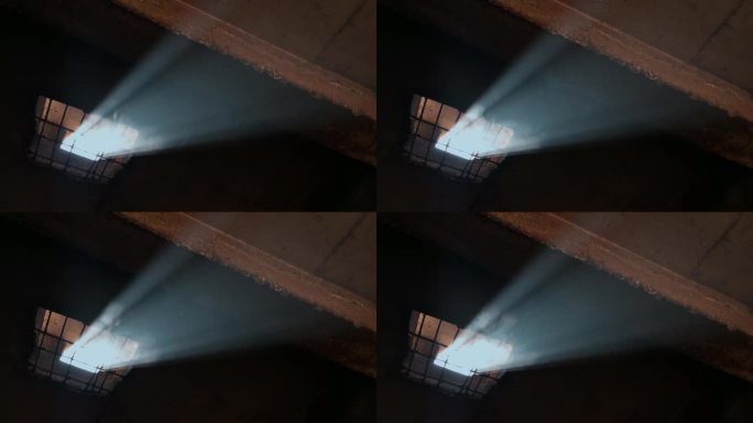 小窗丁达尔光视频阴暗房子里射进来的光线