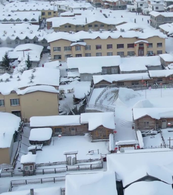 高清竖屏航拍吉林敦化老白山雪景风光