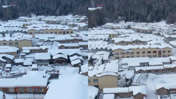 高清竖屏航拍吉林敦化老白山雪景风光