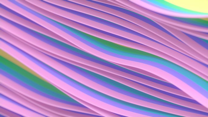 多色时尚条纹波浪背景。用于装饰设计的现代抽象封面。数字无缝循环动画。3d渲染。4K，超高清分辨率