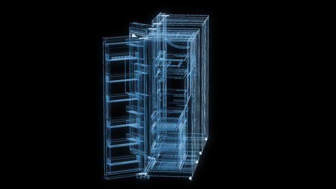 透视全息双开门冰箱通道素材
