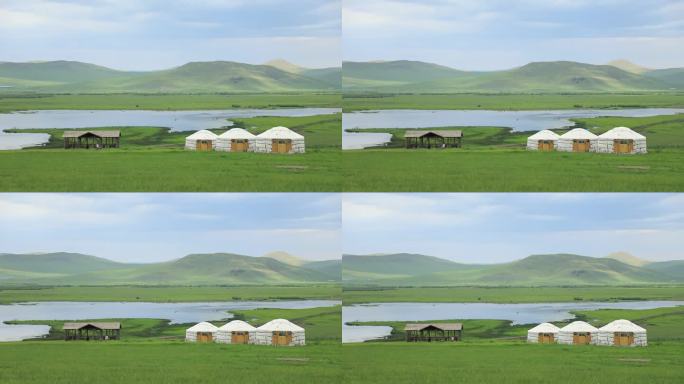 内蒙古草原风景蒙古包湖泊
