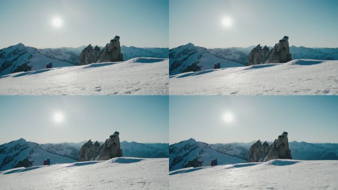 山区徒步旅行雪景雪山