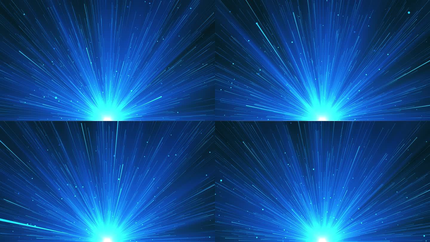 4K蓝色光芒万丈粒子射线无缝循环