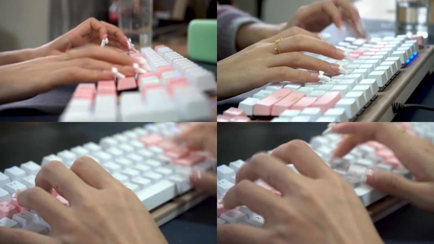 美女电脑键盘打字4K画质视频素材