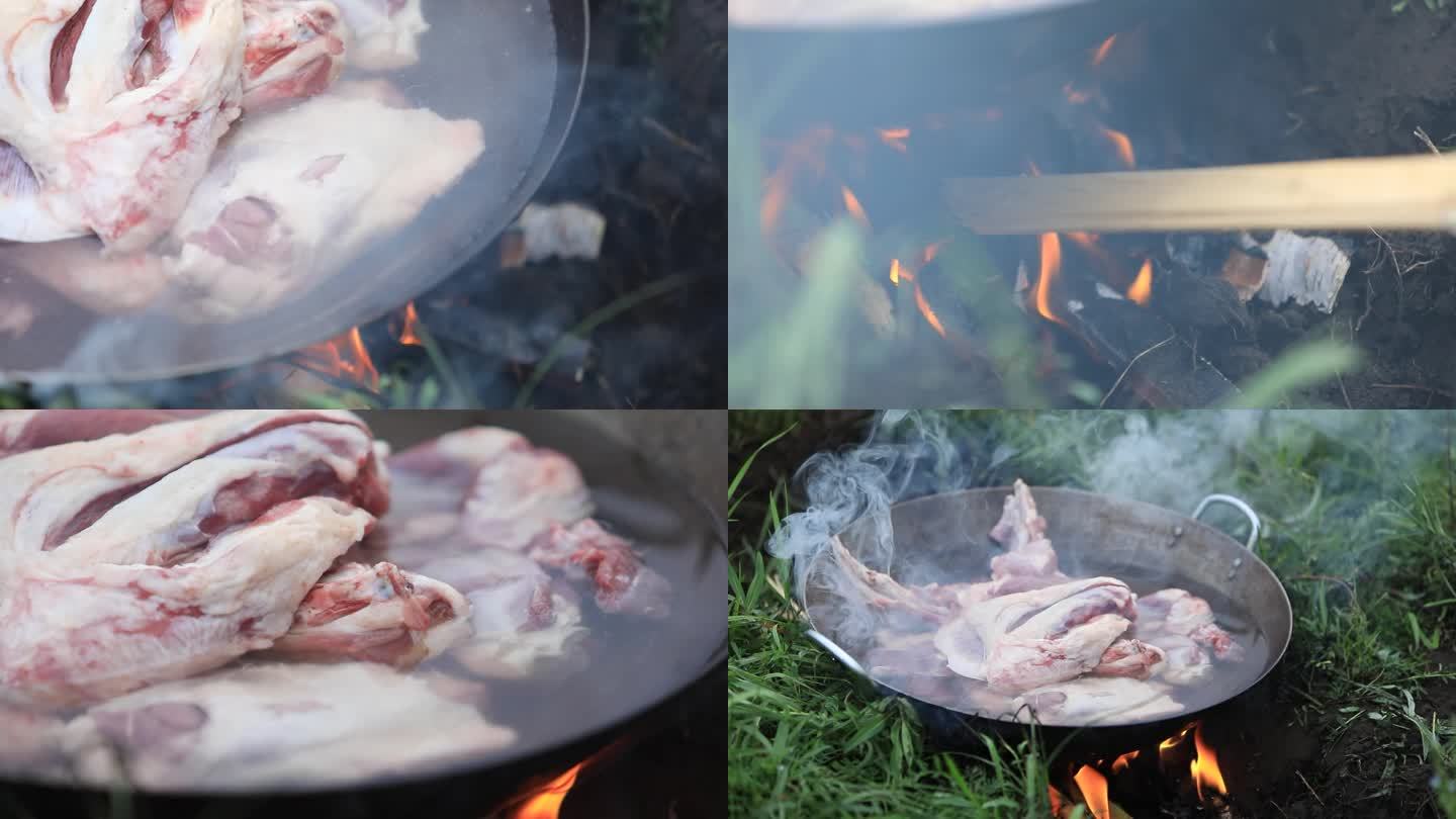 内蒙古草原美食羊肉做饭野炊