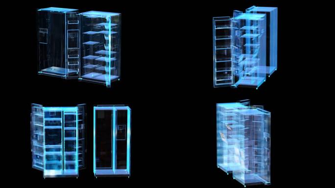 科技全息双开门冰箱通道素材