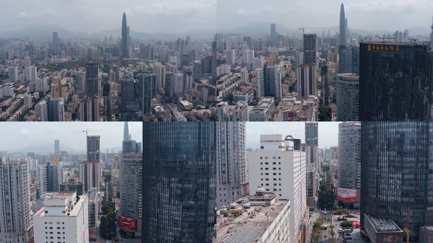 中国深圳市的无人机视图。
