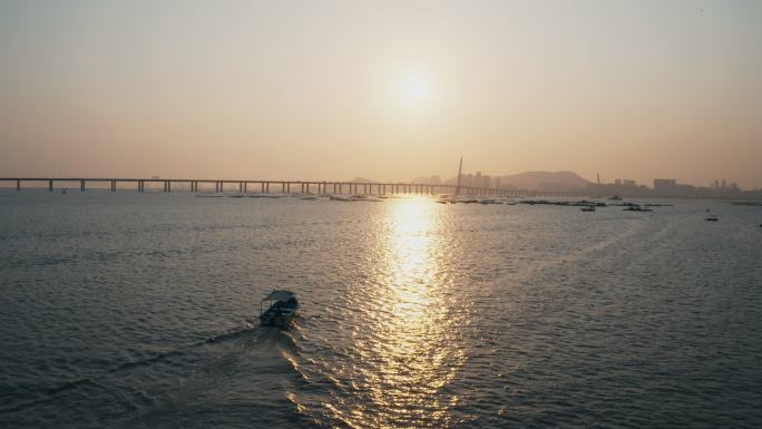深圳湾大桥景观4k高清航拍大海大桥高清实