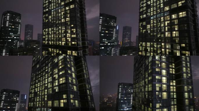 4K城市写字楼夜景