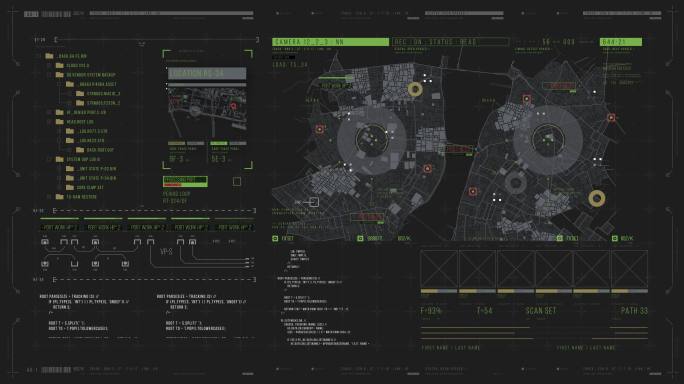 警察HUD跟踪系统和遥控器。间谍监控系统和数字仪表盘。