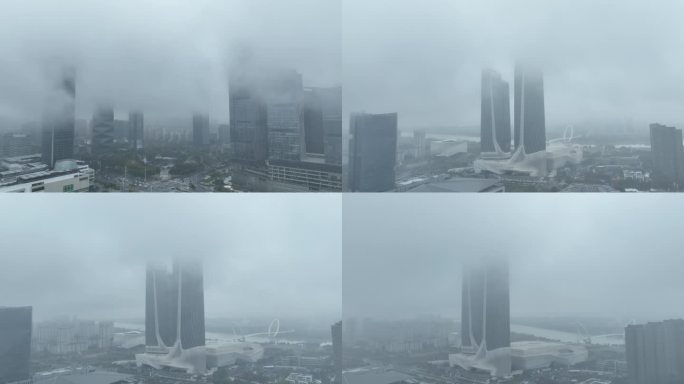 云雾中的城市高楼