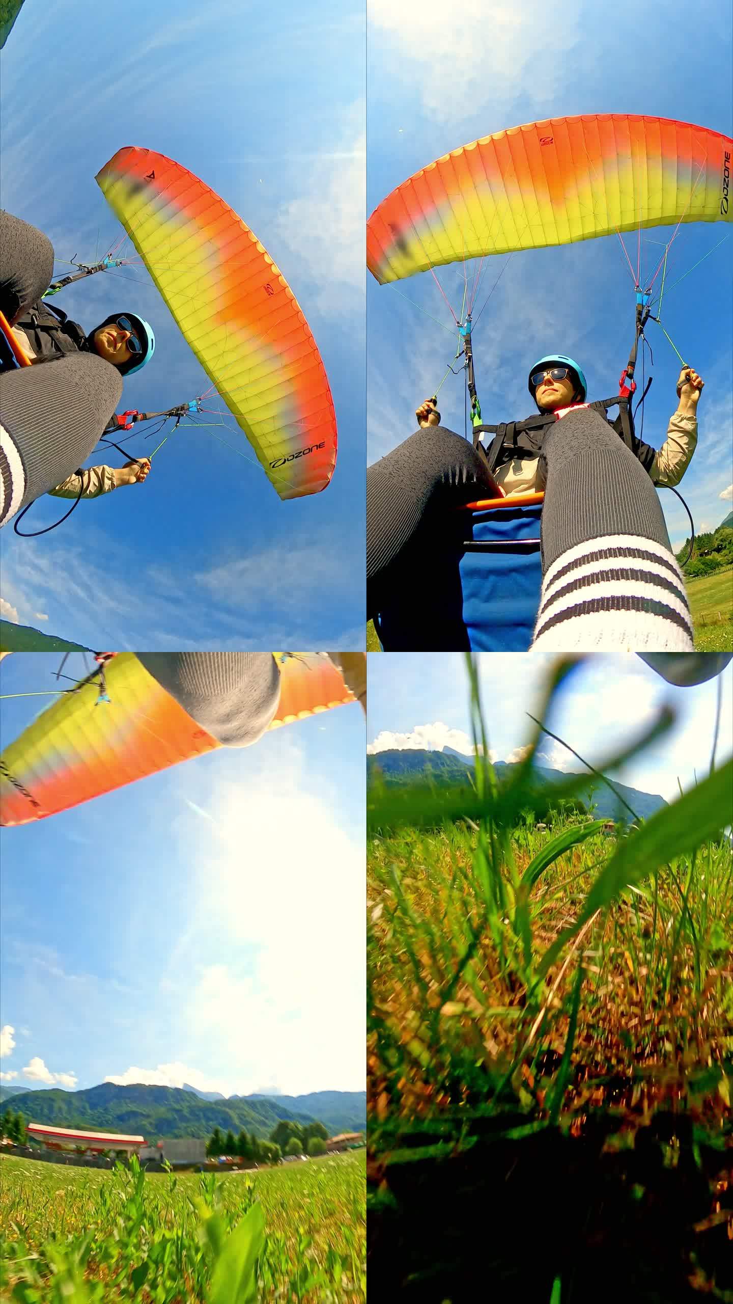 滑翔伞滑向着陆滑翔飞行城市上空极限运动