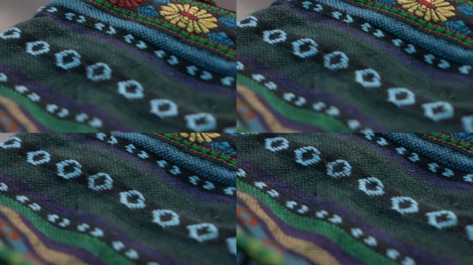 手工刺绣图案升格视频彝族精美包袋花纹