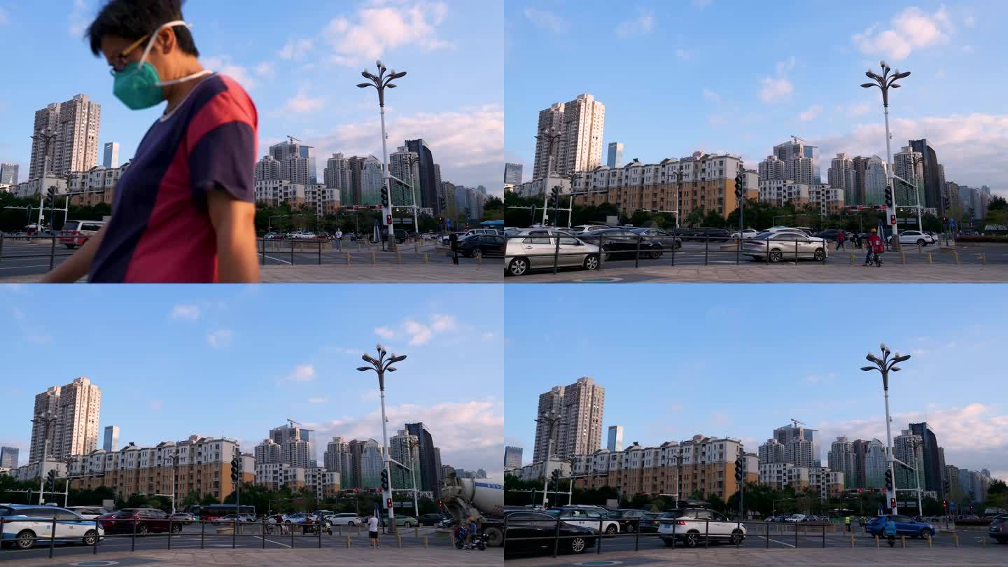 深圳城市交通车流人流车辆道路红绿灯十字路
