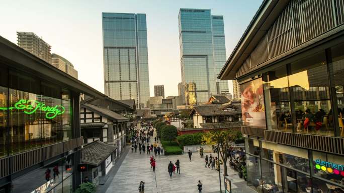 成都市太古里大慈寺大范围延时摄影