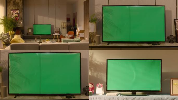 4K原创3组绿幕电视机素材合集