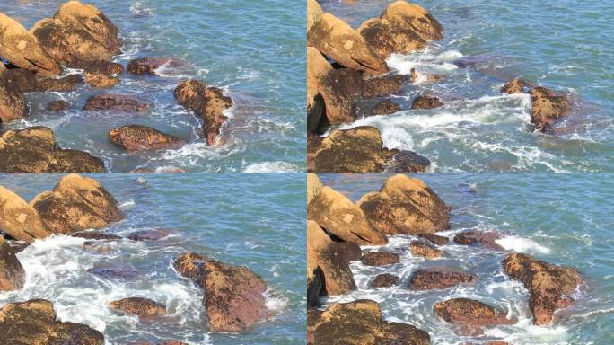 带岩石的海滩大海海边浪花海岛